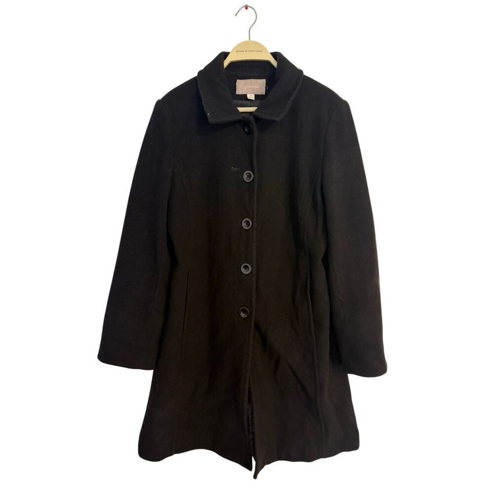 Croft & Barrow Wool Blend Black Peacoat Trench Coat Size Medium